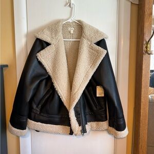 a.n.a Black and Cream Teddy Jacket